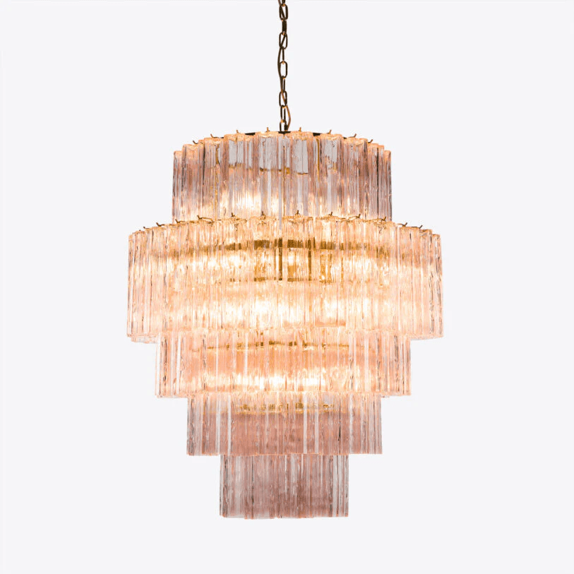 Aurora Chandelier Pink Prism Glass Layered Elegant-Neutral Decor