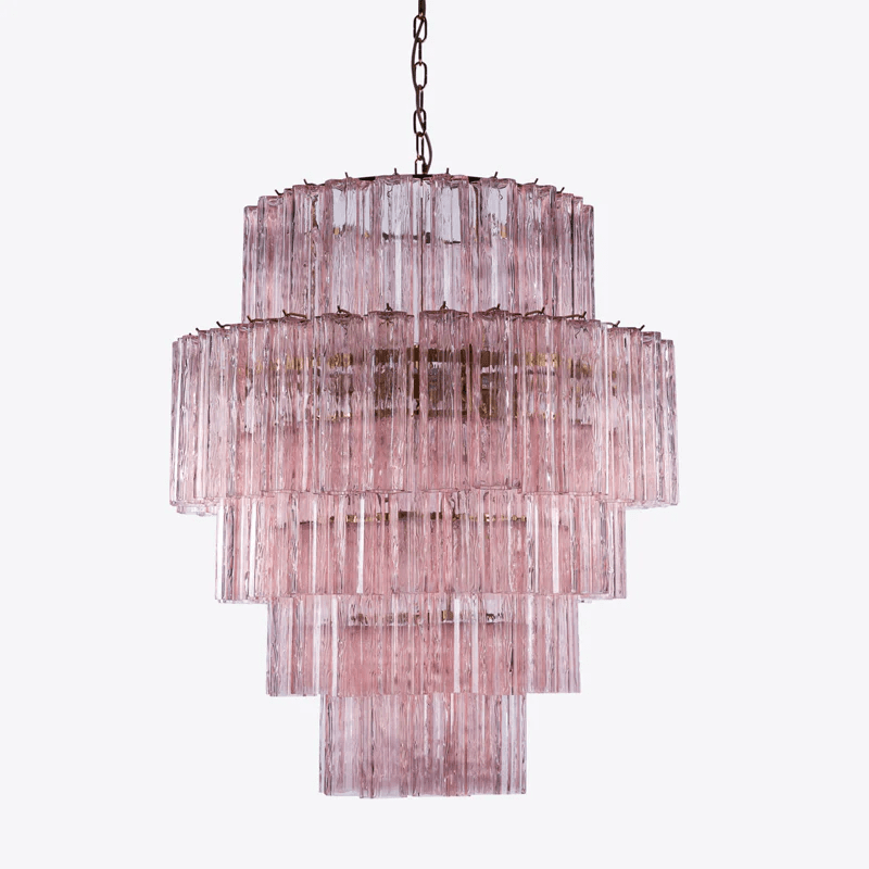 Aurora Chandelier Pink Prism Glass Layered Elegant-Neutral Decor