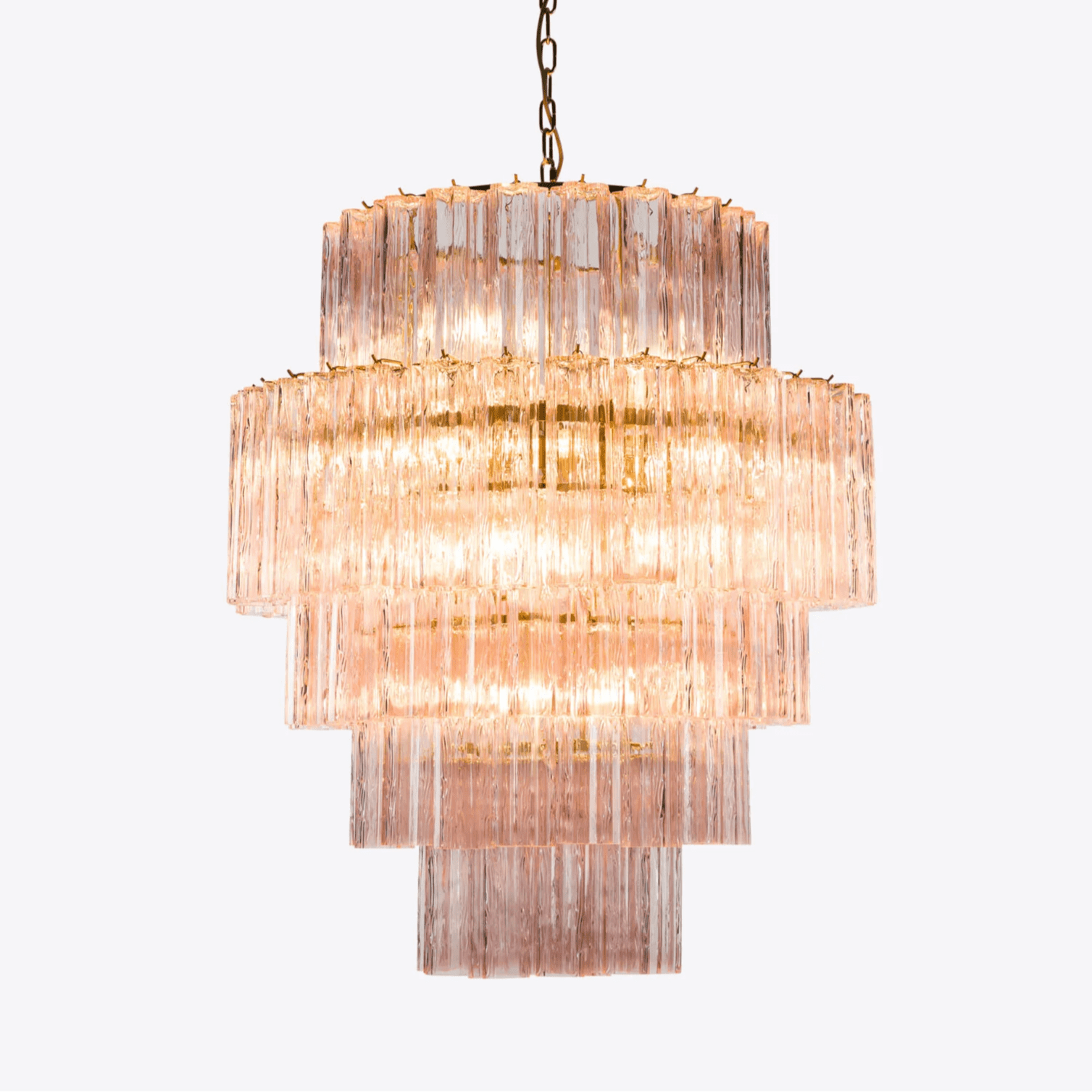 Aurora Chandelier Pink Prism Glass Layered Elegant-Neutral Decor
