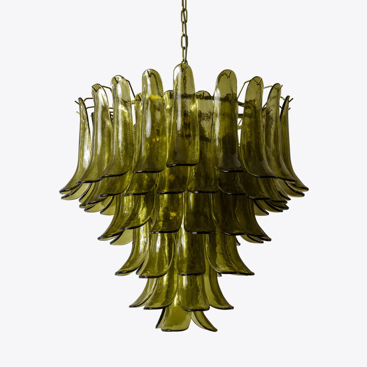 Darix Chandelier Green Petal Glass Layered Natural-Neutral Decor
