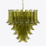 Darix Chandelier Green Petal Glass Layered Natural-Neutral Decor