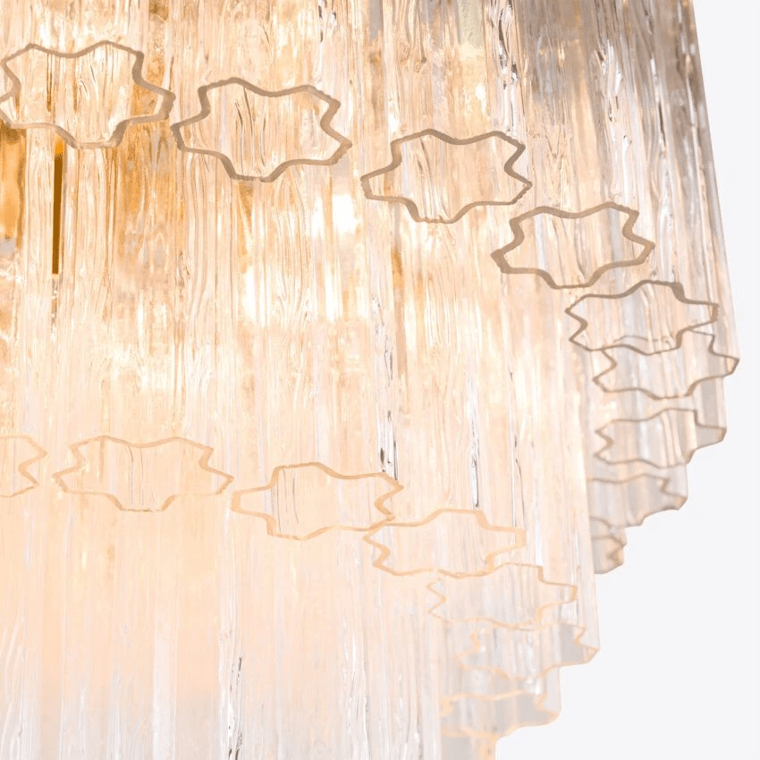 Aurora Chandelier Five Tier Fluted Glass Tube Mid Century-Neutral Decor