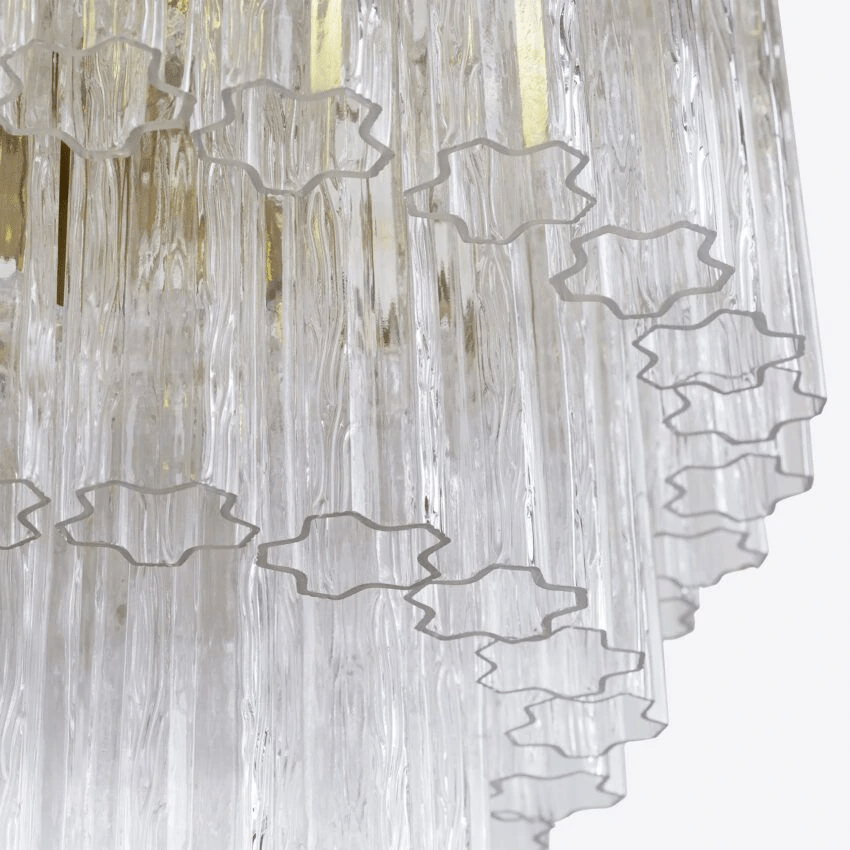 Aurora Chandelier Five Tier Fluted Glass Tube Mid Century-Neutral Decor