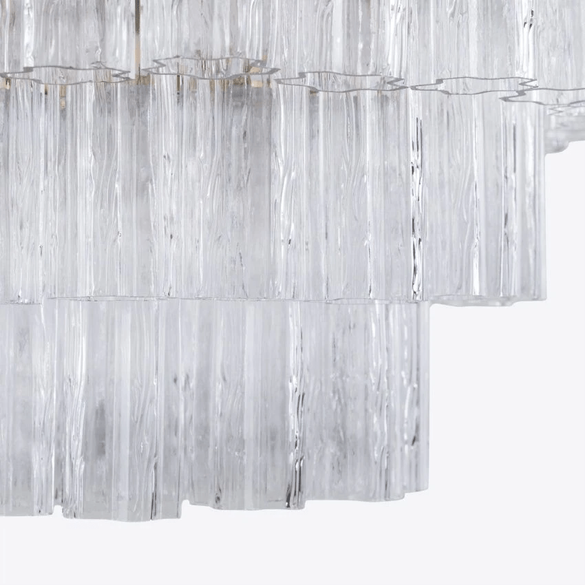Aurora Chandelier Five Tier Fluted Glass Tube Mid Century-Neutral Decor