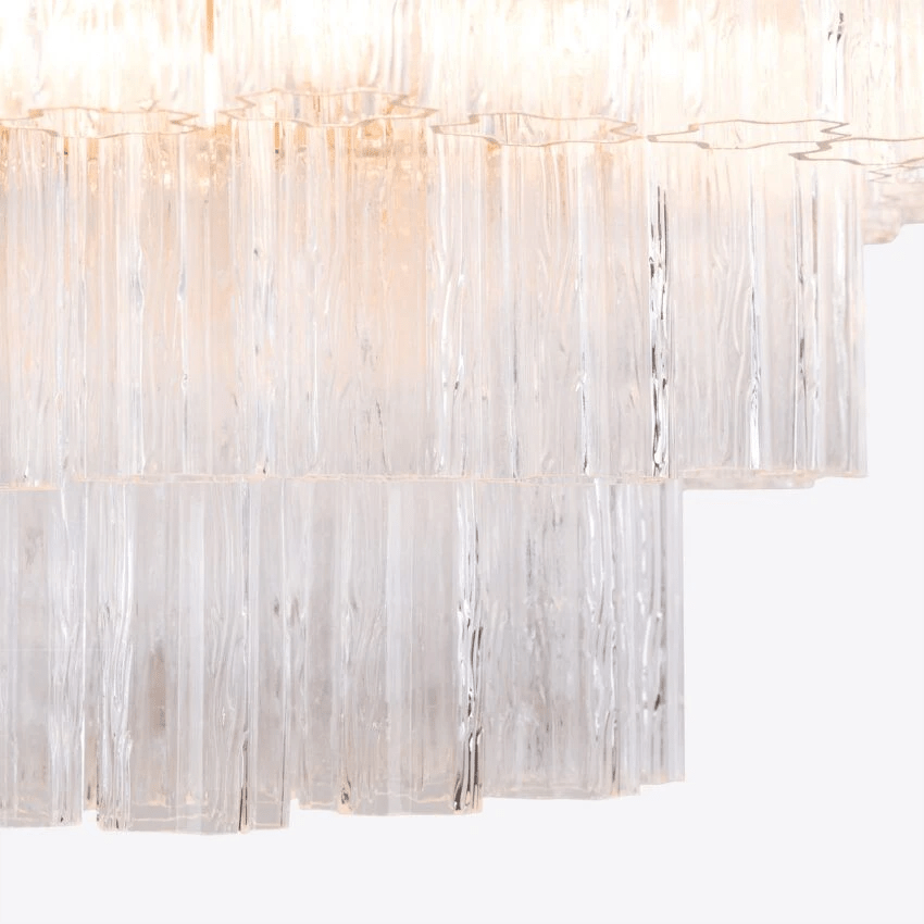 Aurora Chandelier Five Tier Fluted Glass Tube Mid Century-Neutral Decor
