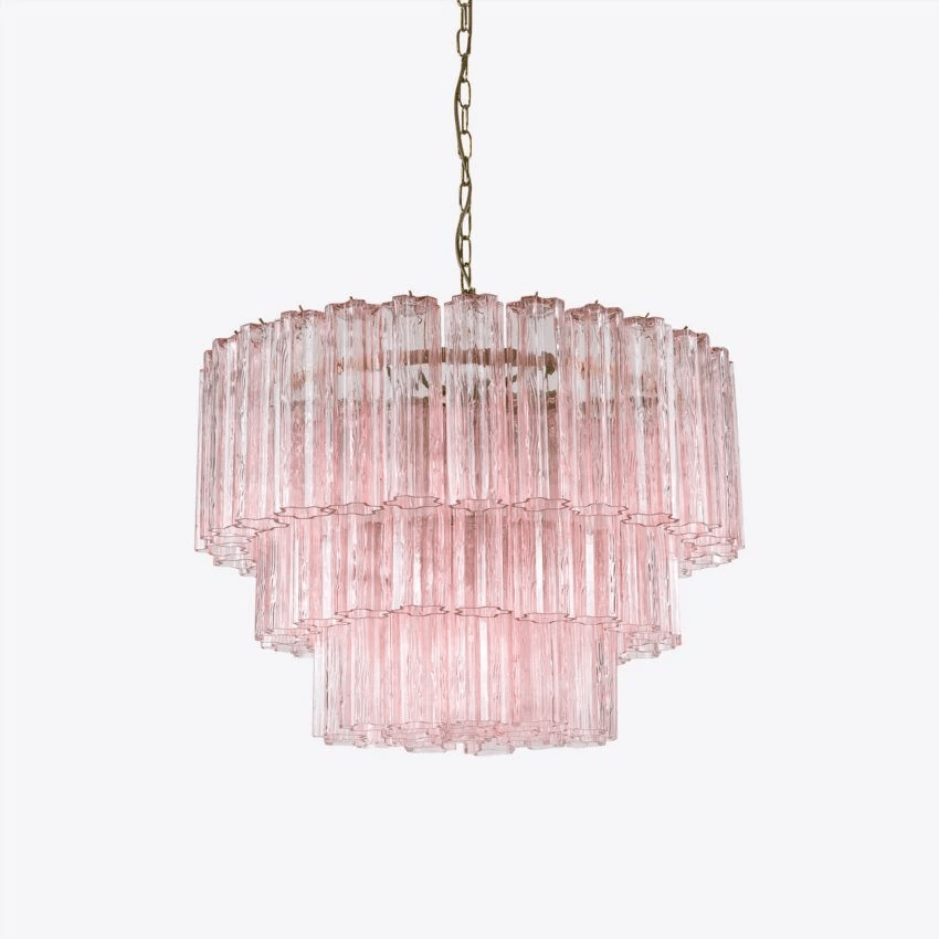 Aurora Chandelier Five Tier Fluted Glass Tube Mid Century-Neutral Decor