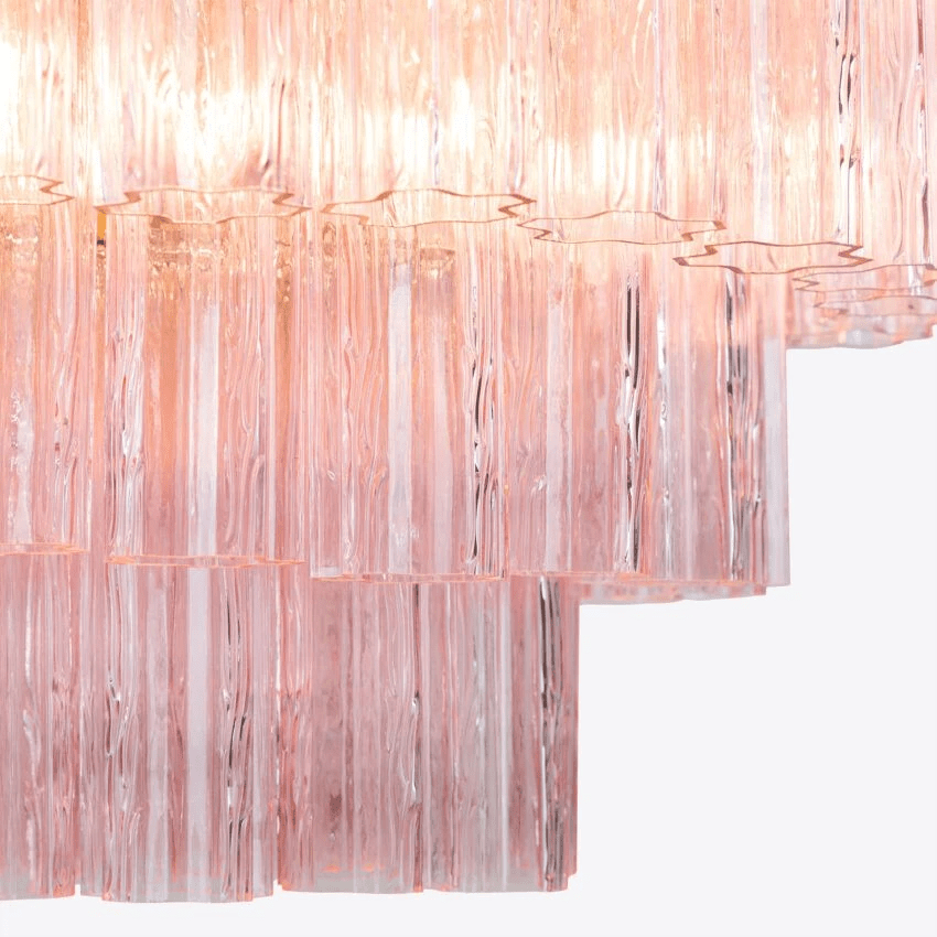 Aurora Chandelier Five Tier Fluted Glass Tube Mid Century-Neutral Decor