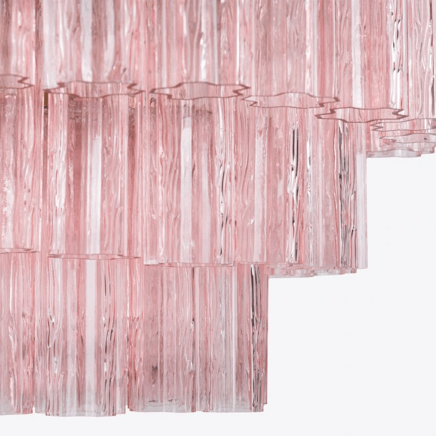 Aurora Chandelier Five Tier Fluted Glass Tube Mid Century-Neutral Decor