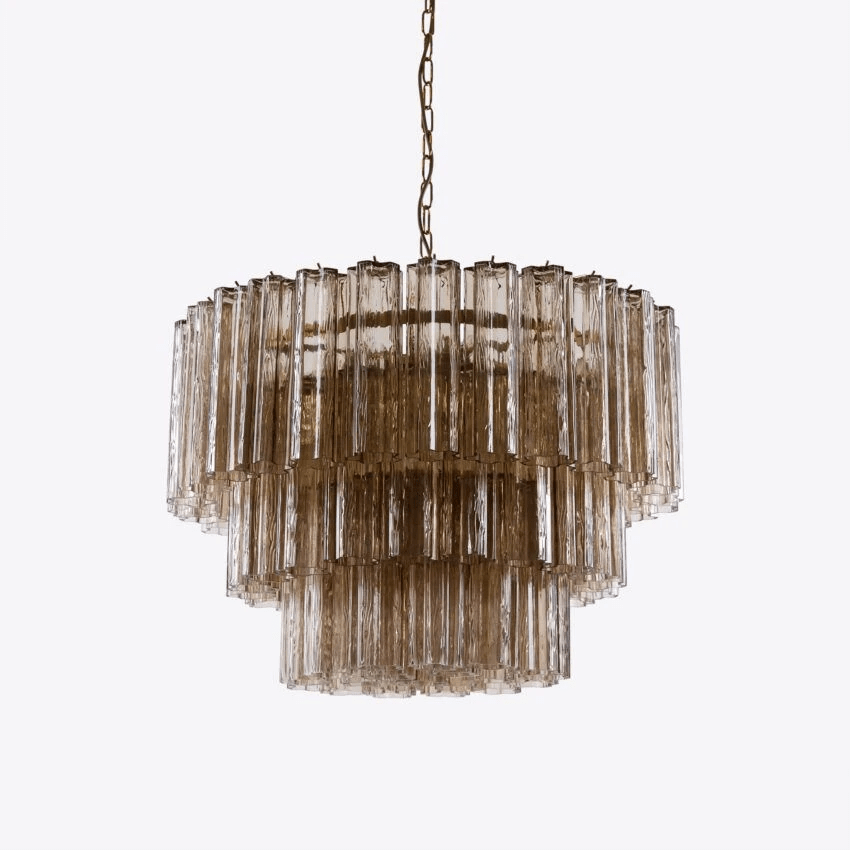 Aurora Chandelier Five Tier Fluted Glass Tube Mid Century-Neutral Decor
