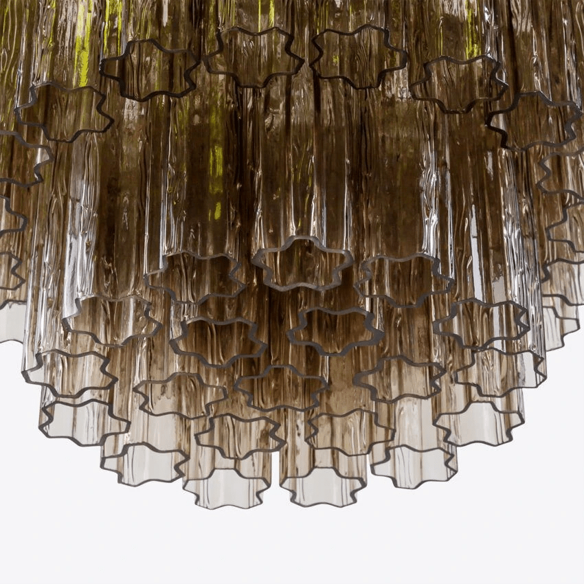 Aurora Chandelier Five Tier Fluted Glass Tube Mid Century-Neutral Decor