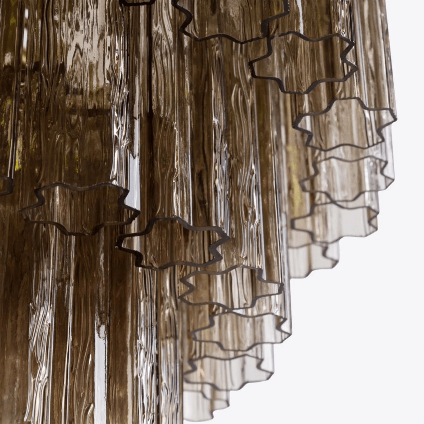 Aurora Chandelier Five Tier Fluted Glass Tube Mid Century-Neutral Decor