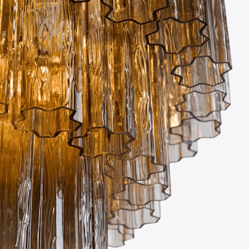 Aurora Chandelier Five Tier Fluted Glass Tube Mid Century-Neutral Decor
