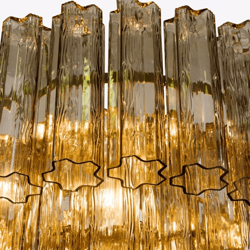 Aurora Chandelier Five Tier Fluted Glass Tube Mid Century-Neutral Decor