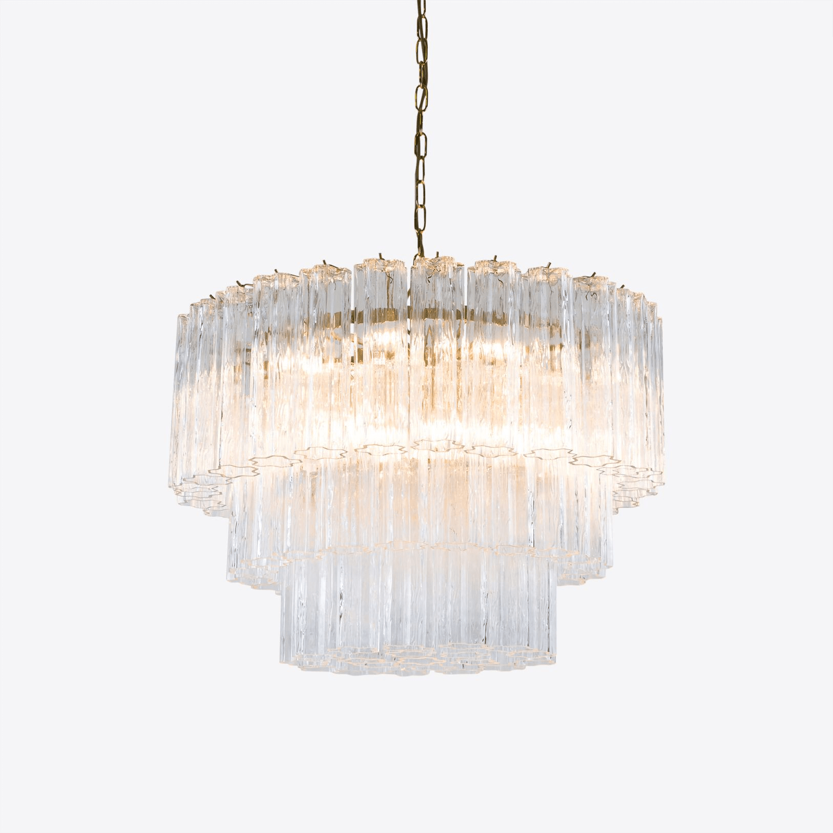 Aurora Chandelier Five Tier Fluted Glass Tube Mid Century-Neutral Decor
