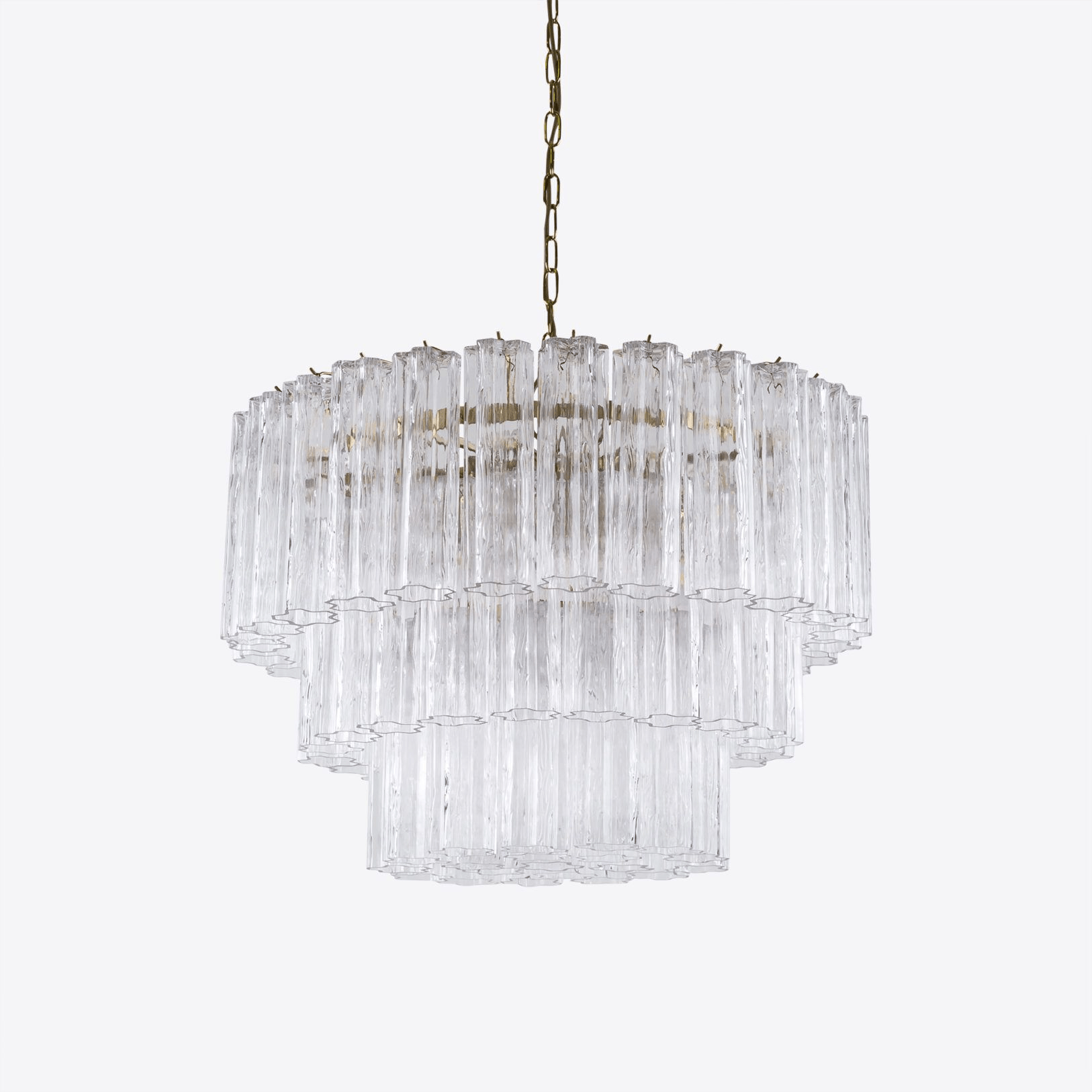 Aurora Chandelier Five Tier Fluted Glass Tube Mid Century-Neutral Decor