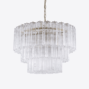 Aurora Chandelier Five Tier Fluted Glass Tube Mid Century-Neutral Decor
