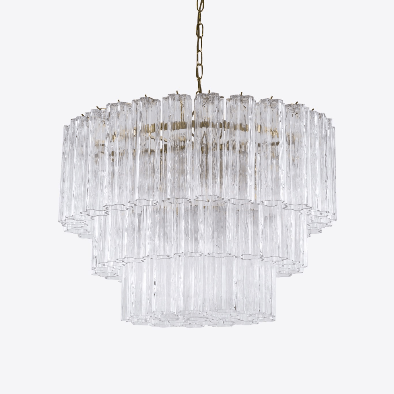 Aurora Chandelier Five Tier Fluted Glass Tube Mid Century-Neutral Decor