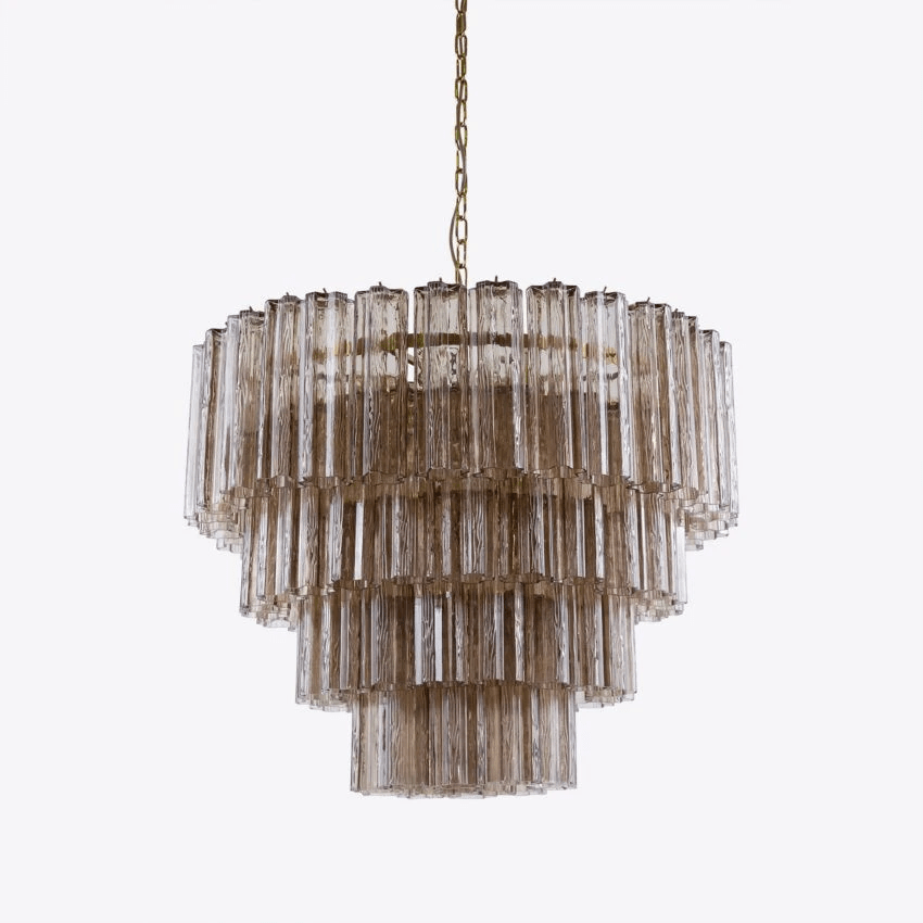 Aurora Chandelier Four Tier Fluted Glass-Neutral Decor