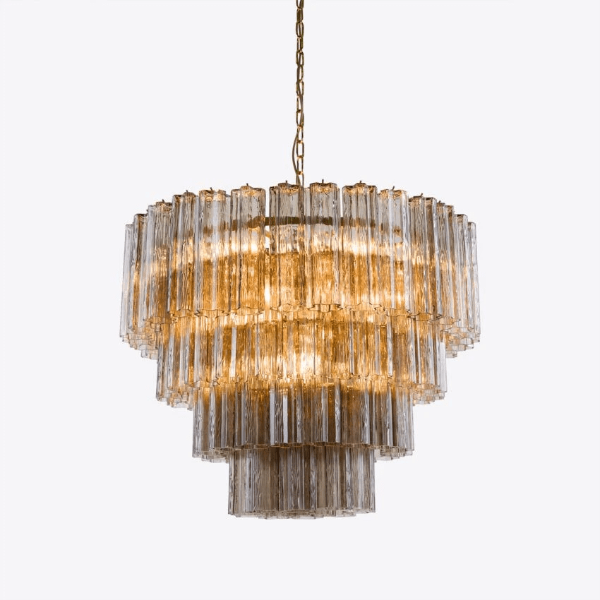 Aurora Chandelier Four Tier Fluted Glass-Neutral Decor