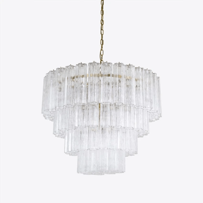 Aurora Chandelier Four Tier Fluted Glass-Neutral Decor