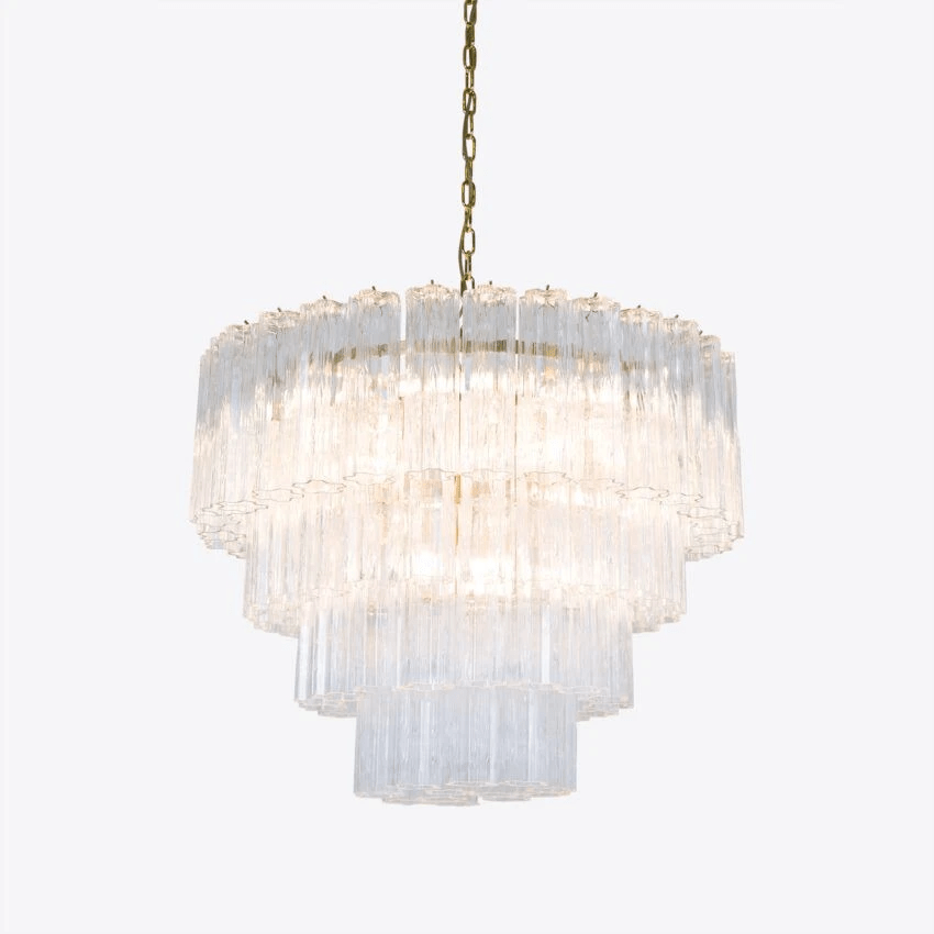 Aurora Chandelier Four Tier Fluted Glass-Neutral Decor