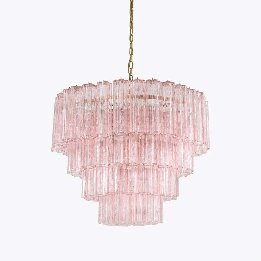 Aurora Chandelier Four Tier Fluted Glass-Neutral Decor