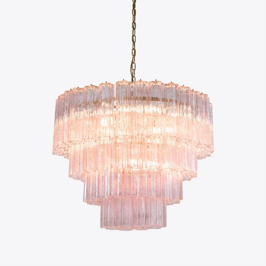 Aurora Chandelier Four Tier Fluted Glass-Neutral Decor