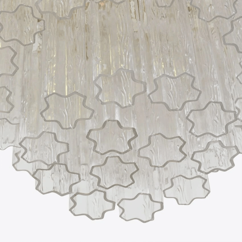 Aurora Chandelier Four Tier Fluted Glass-Neutral Decor