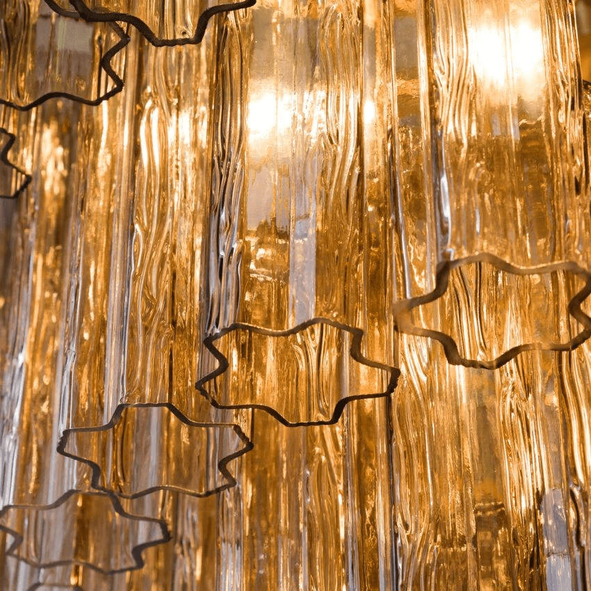 Aurora Chandelier Four Tier Fluted Glass-Neutral Decor