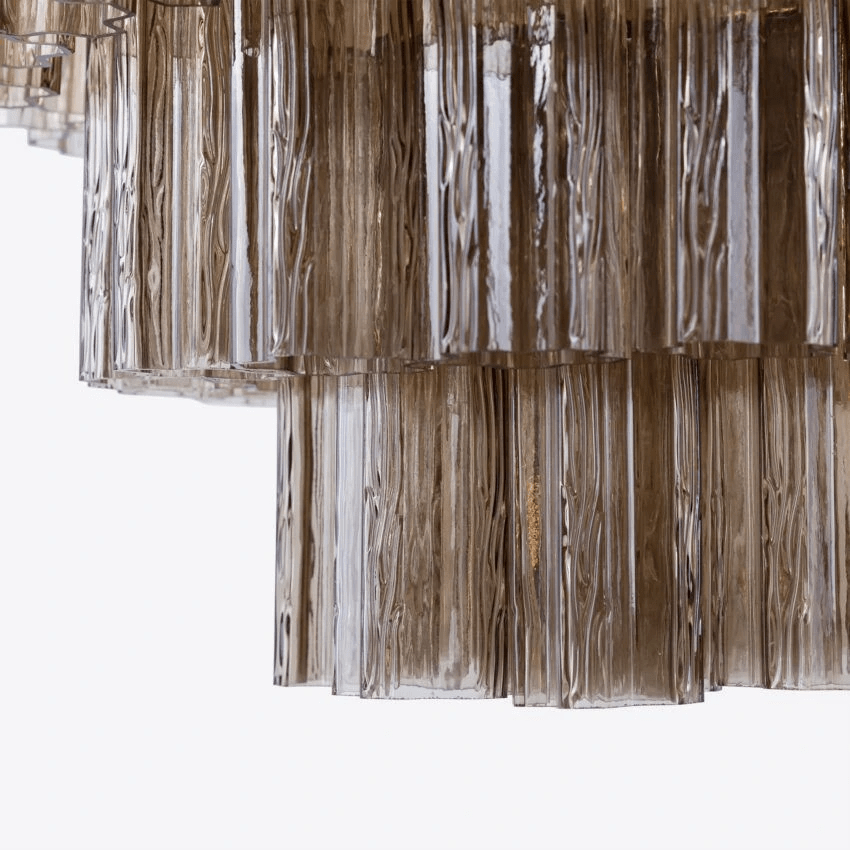 Aurora Chandelier Four Tier Fluted Glass-Neutral Decor