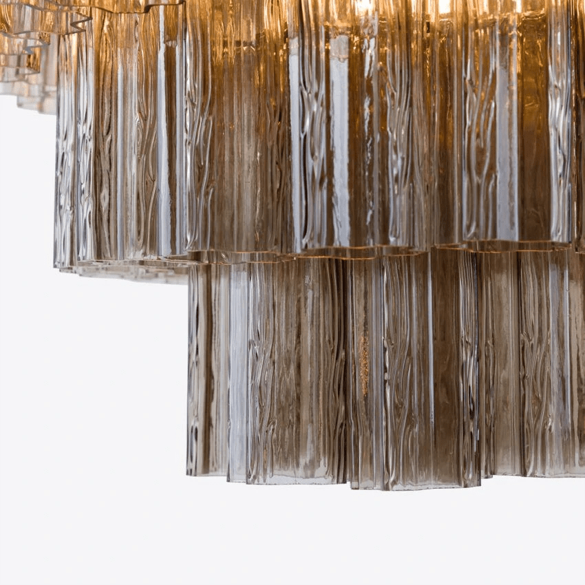 Aurora Chandelier Four Tier Fluted Glass-Neutral Decor