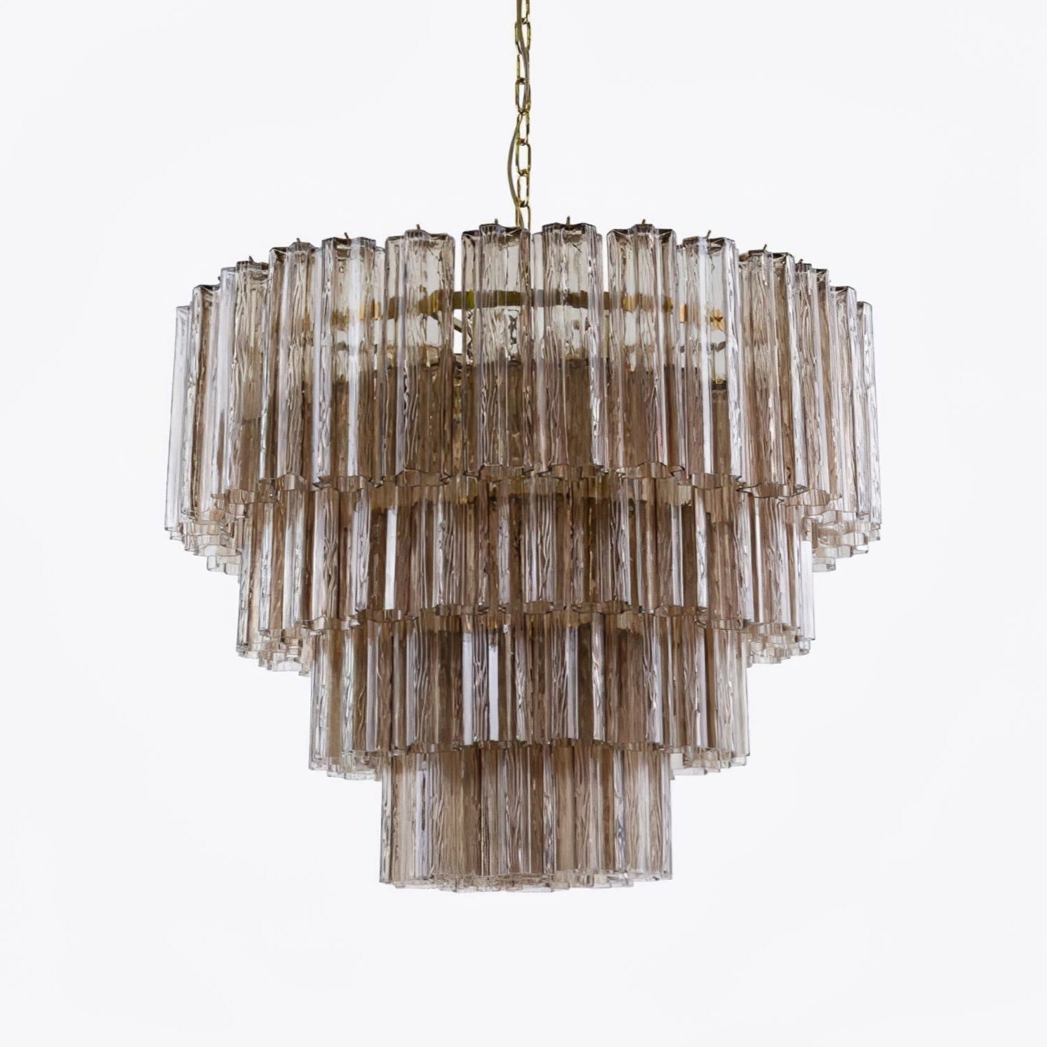 Aurora Chandelier Four Tier Fluted Glass-Neutral Decor
