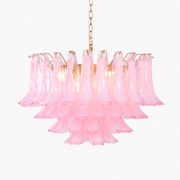 Aurora Chandelier Pink Glass Leaf Layered Floral Glamour-Neutral Decor