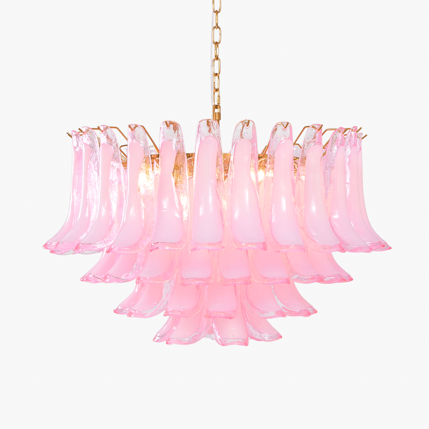 Aurora Chandelier Pink Glass Leaf Layered Floral Glamour-Neutral Decor