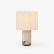 Serenity Pleated Fabric & Marble Table Lamp-Neutral Decor