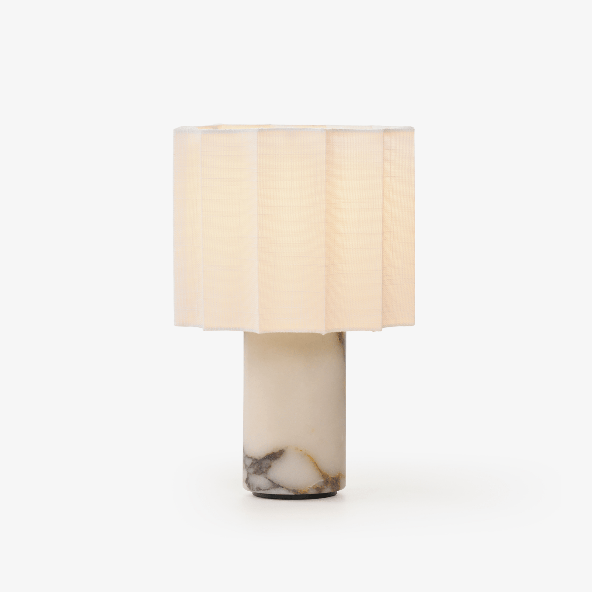 Serenity Pleated Fabric & Marble Table Lamp-Neutral Decor