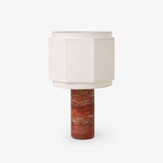 Eclipse Geometric Fabric & Marble Table Lamp-Neutral Decor