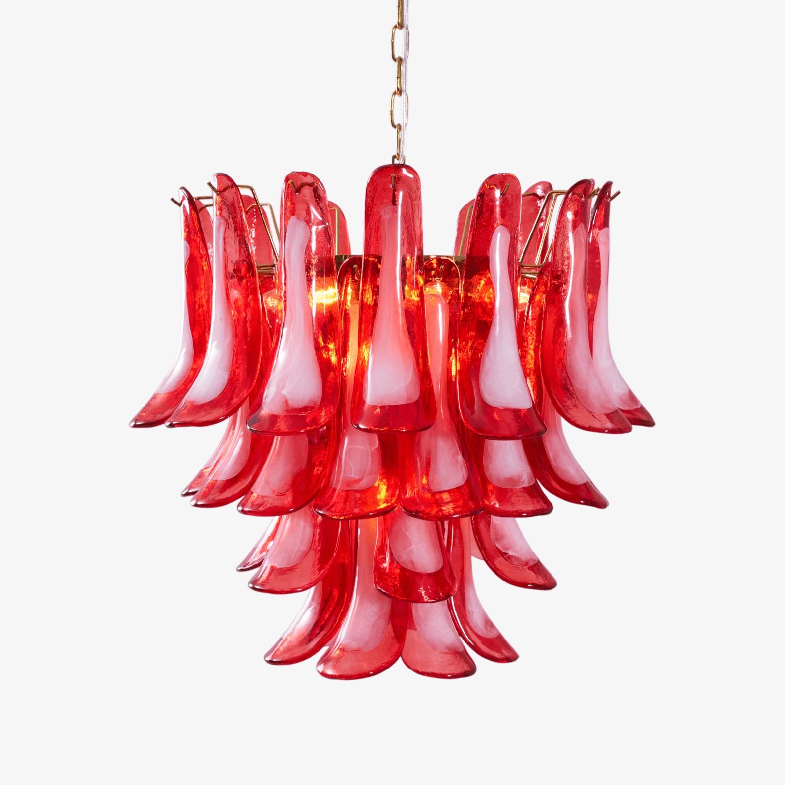 Aurora Chandelier Red Petal Glass Layered Artistic-Neutral Decor