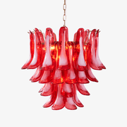 Aurora Chandelier Red Petal Glass Layered Artistic-Neutral Decor