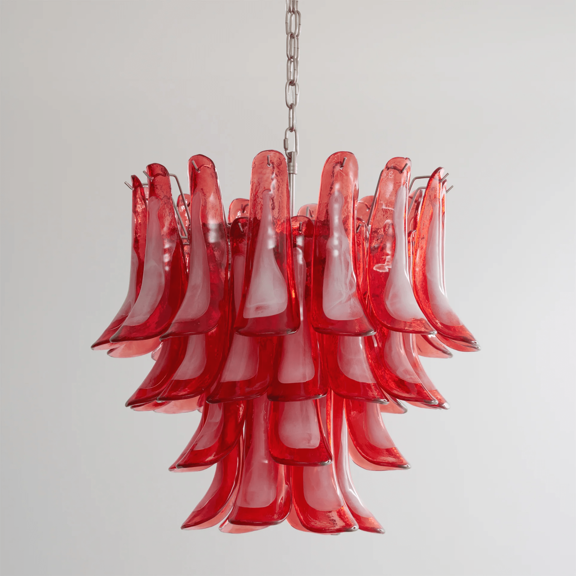 Aurora Chandelier Crimson Murano Glass Petals Layered Vintage-Neutral Decor