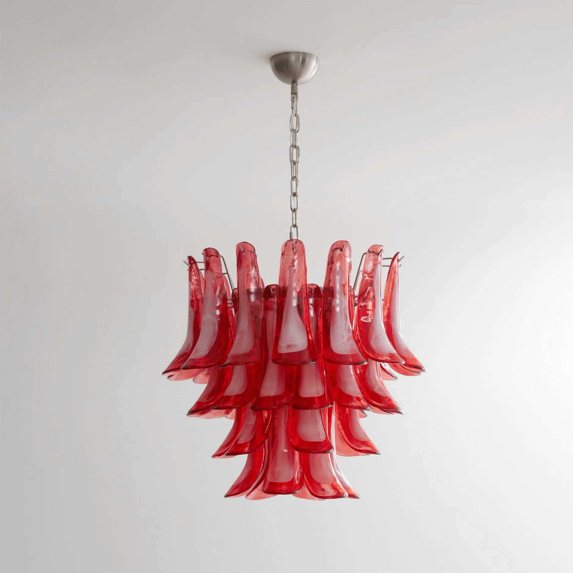 Aurora Chandelier Crimson Murano Glass Petals Layered Vintage-Neutral Decor