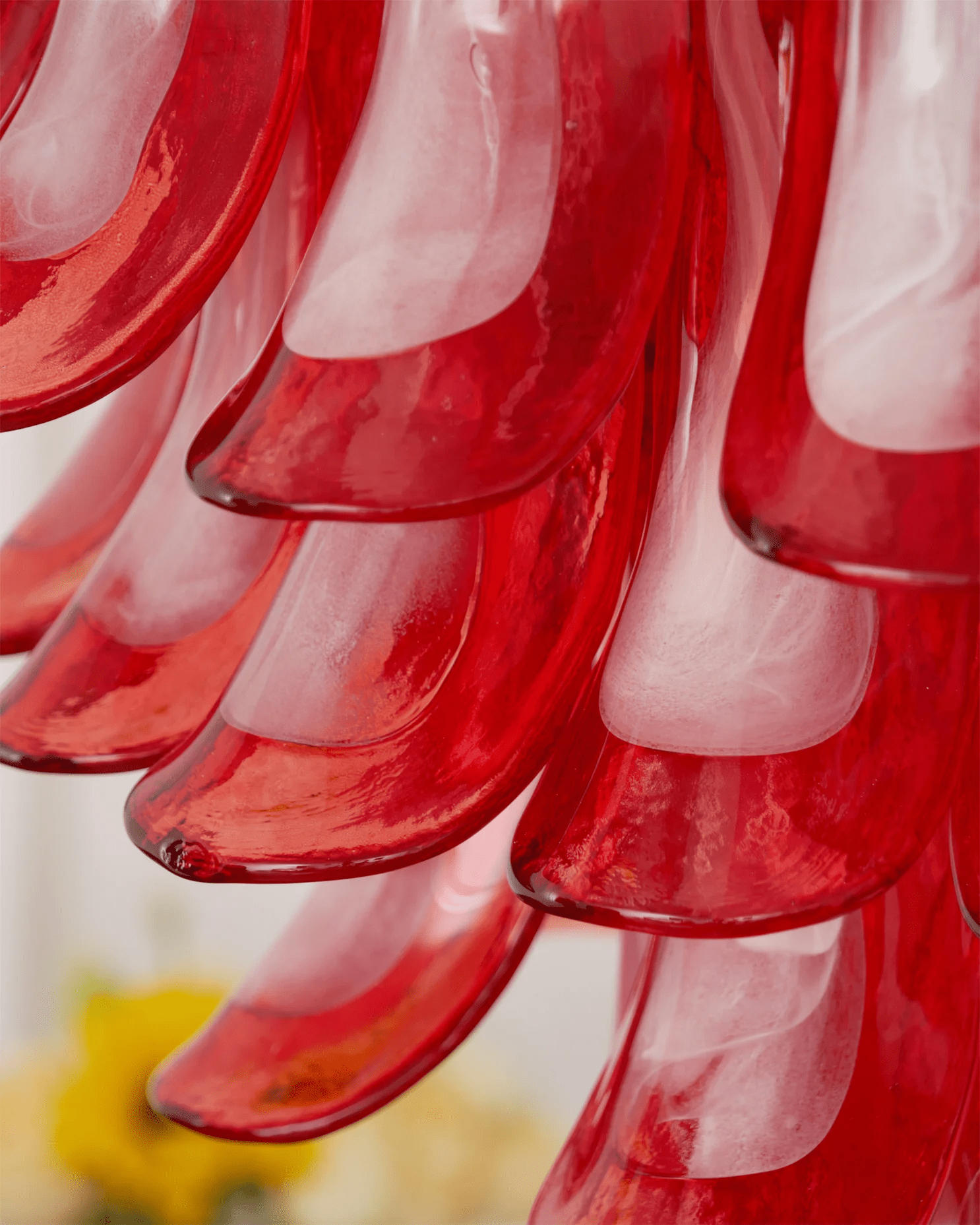 Aurora Chandelier Crimson Murano Glass Petals Layered Vintage-Neutral Decor