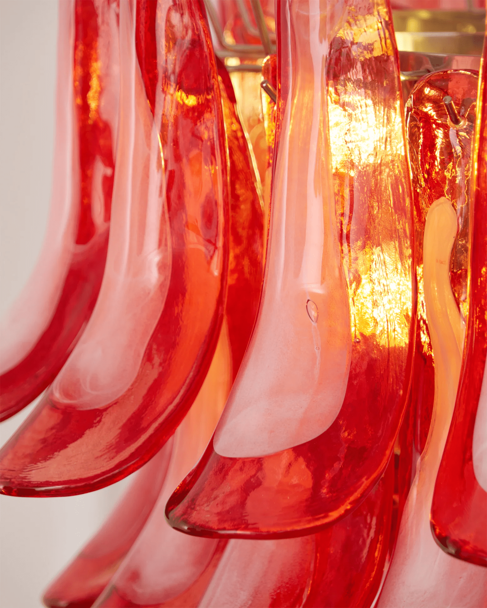 Aurora Chandelier Crimson Murano Glass Petals Layered Vintage-Neutral Decor
