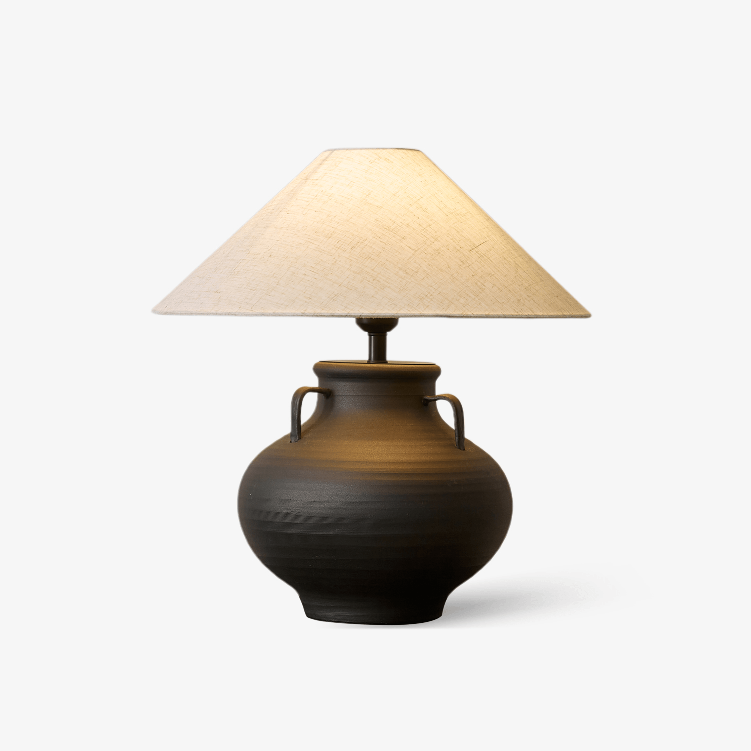 Clay Rustic Cone Jar Table Lamp-Neutral Decor