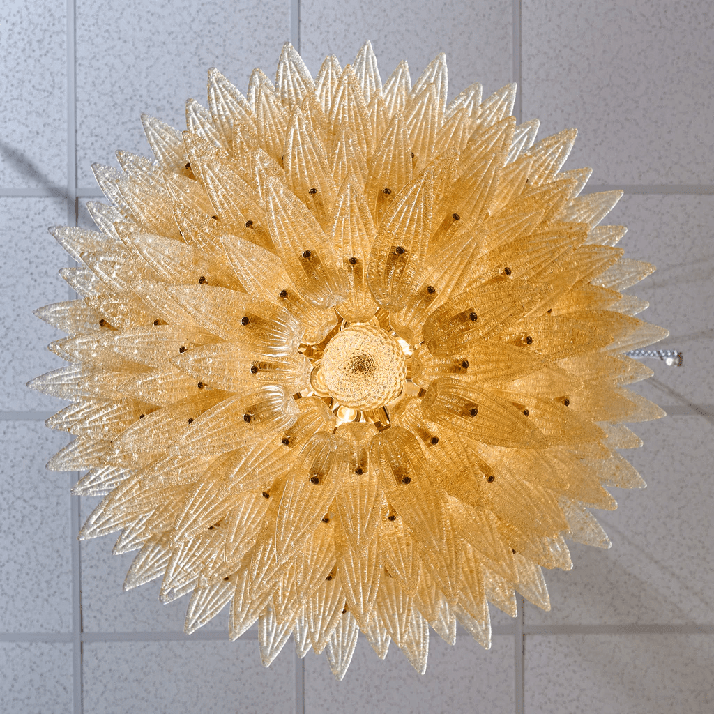Tevenq Chandelier Murano Glass Palmette Leaf Tiered-Neutral Decor