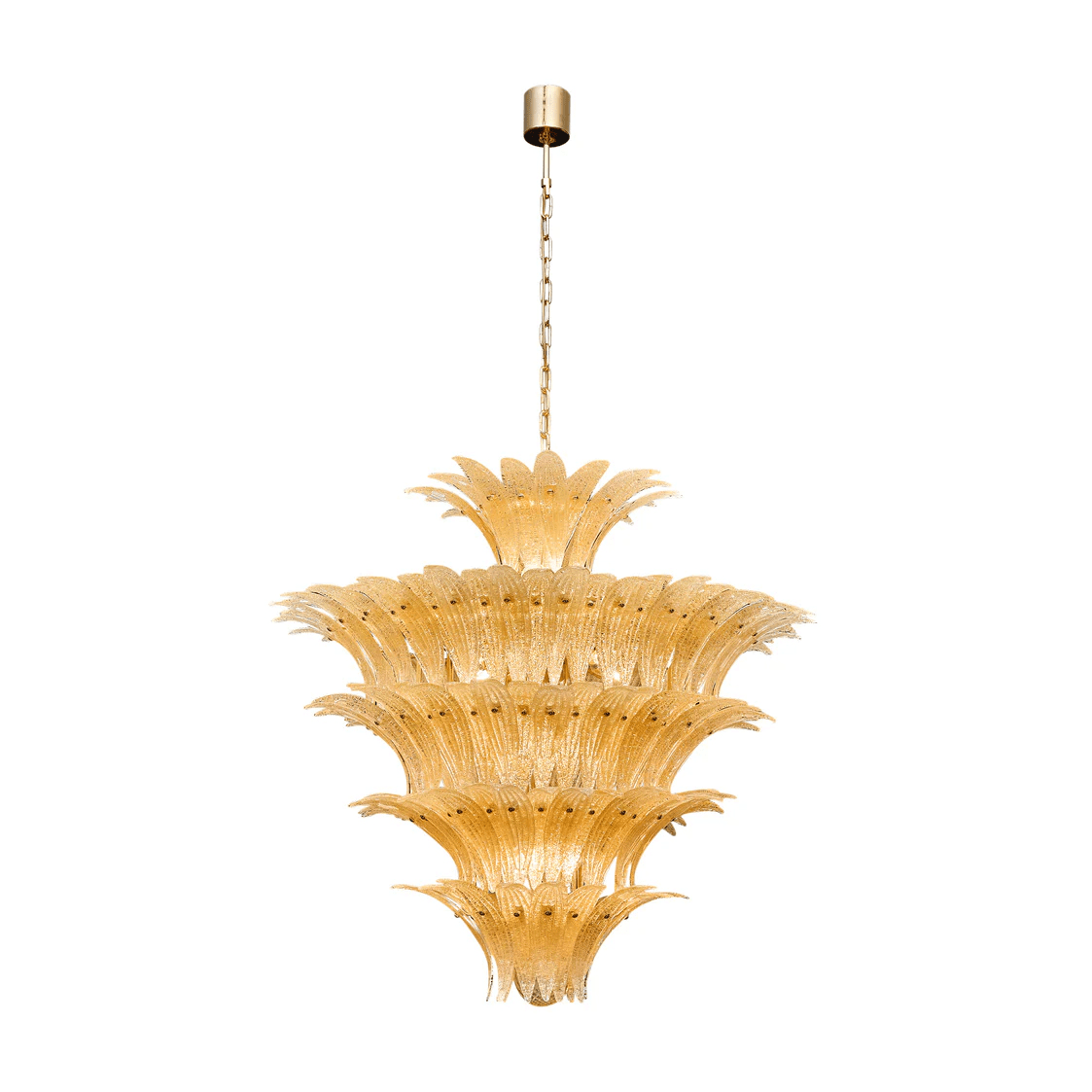 Tevenq Chandelier Murano Glass Palmette Leaf Tiered-Neutral Decor