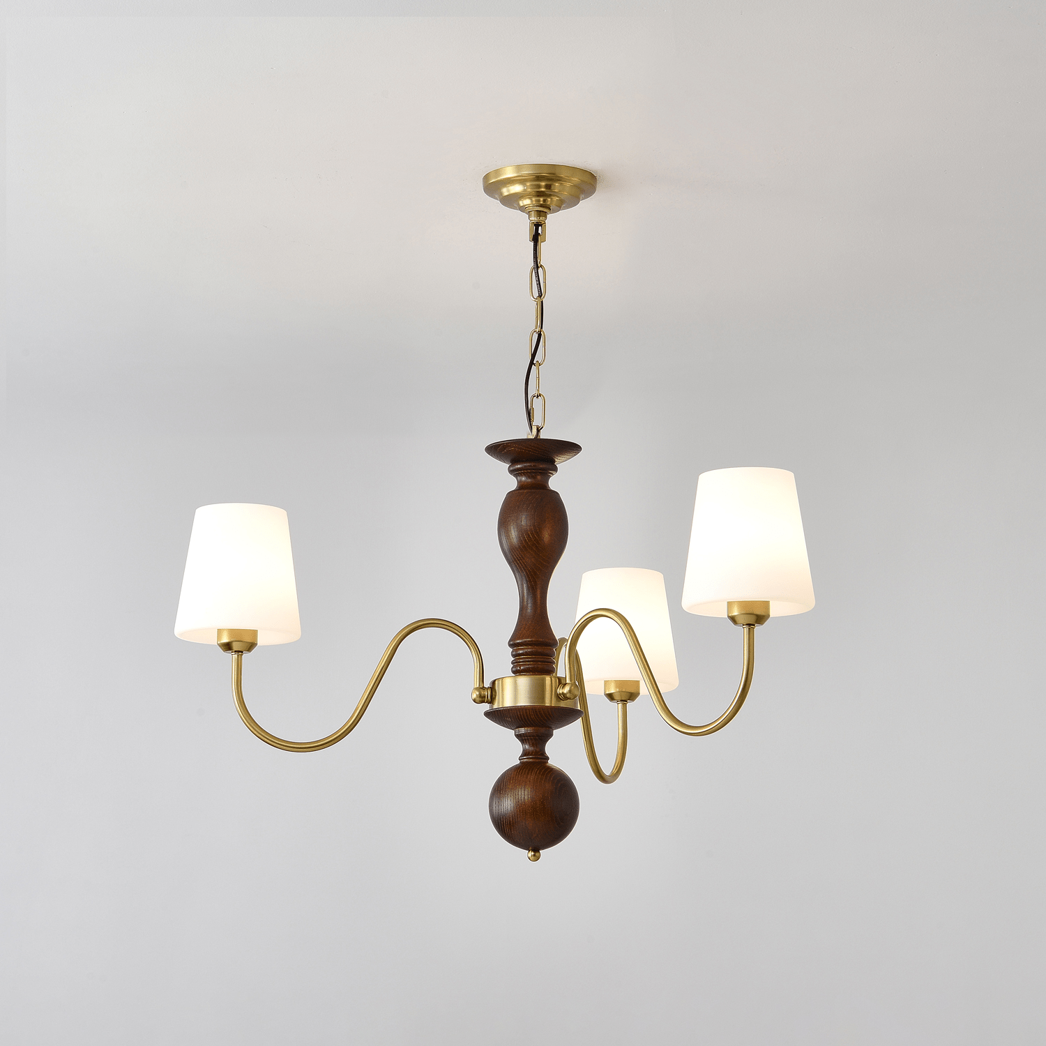Vivena Chandelier Brass Wood Rustic Vintage-Neutral Decor