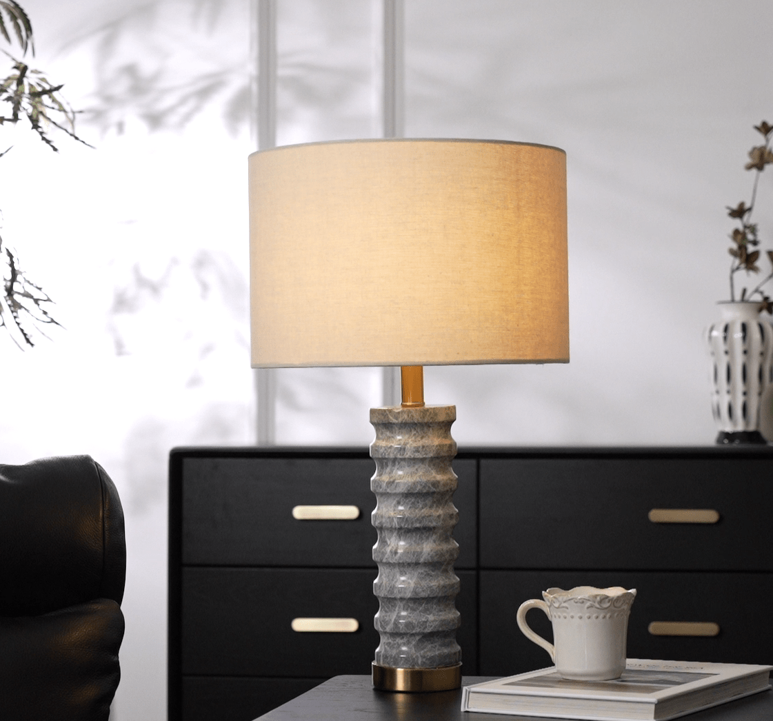 Spira Modern Stone Table Lamp-Neutral Decor