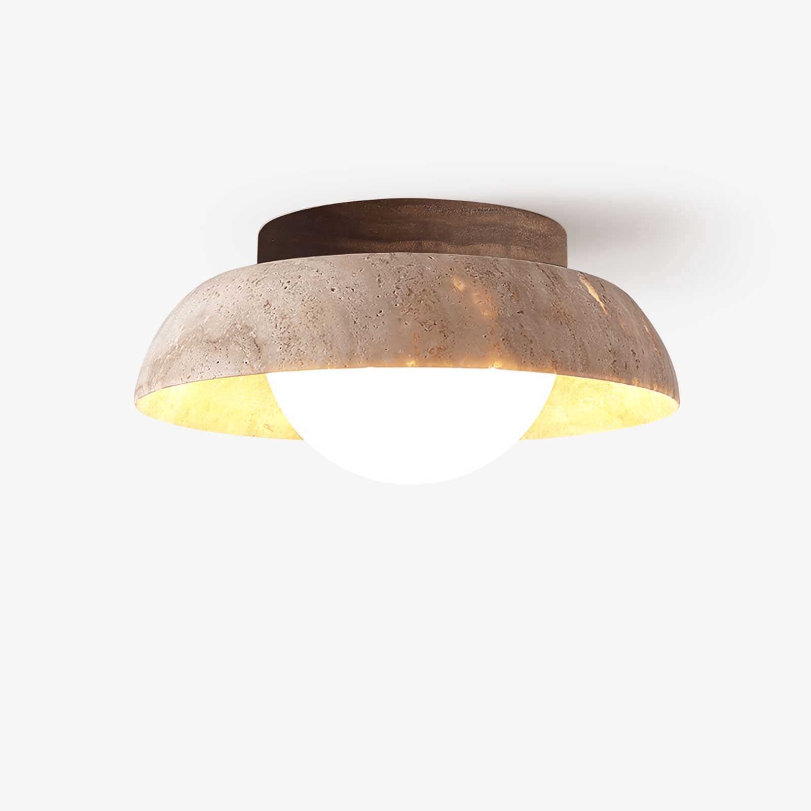 Anya Disc-Dome Travertine Ceiling Light-Neutral Decor
