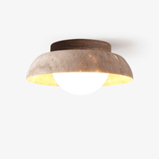 Anya Disc-Dome Travertine Ceiling Light-Neutral Decor